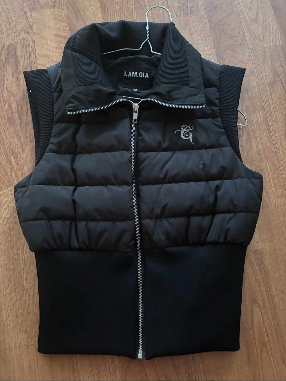 I.AM.GIA Black Quilted Sleeveless Puffer Vest
